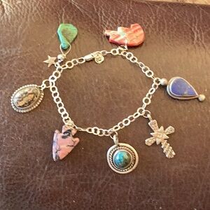 Bracelet Charm Native American
 Sterling silver genuine stones adjustable